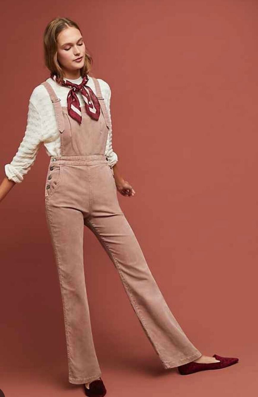 Adriano Goldschmied AG Corduroy Gwendolyn Backless Overalls Flare Small Pink